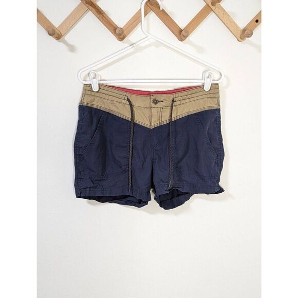 Columbia Down The Path Blue and Tan Drawstring Shorts - Size 8 - Picture 1 of 8